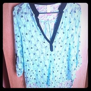 Blue black heart top